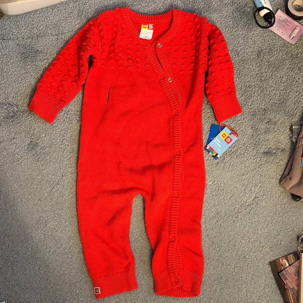Lego x Target Vibrant Red Knit Baby Romper